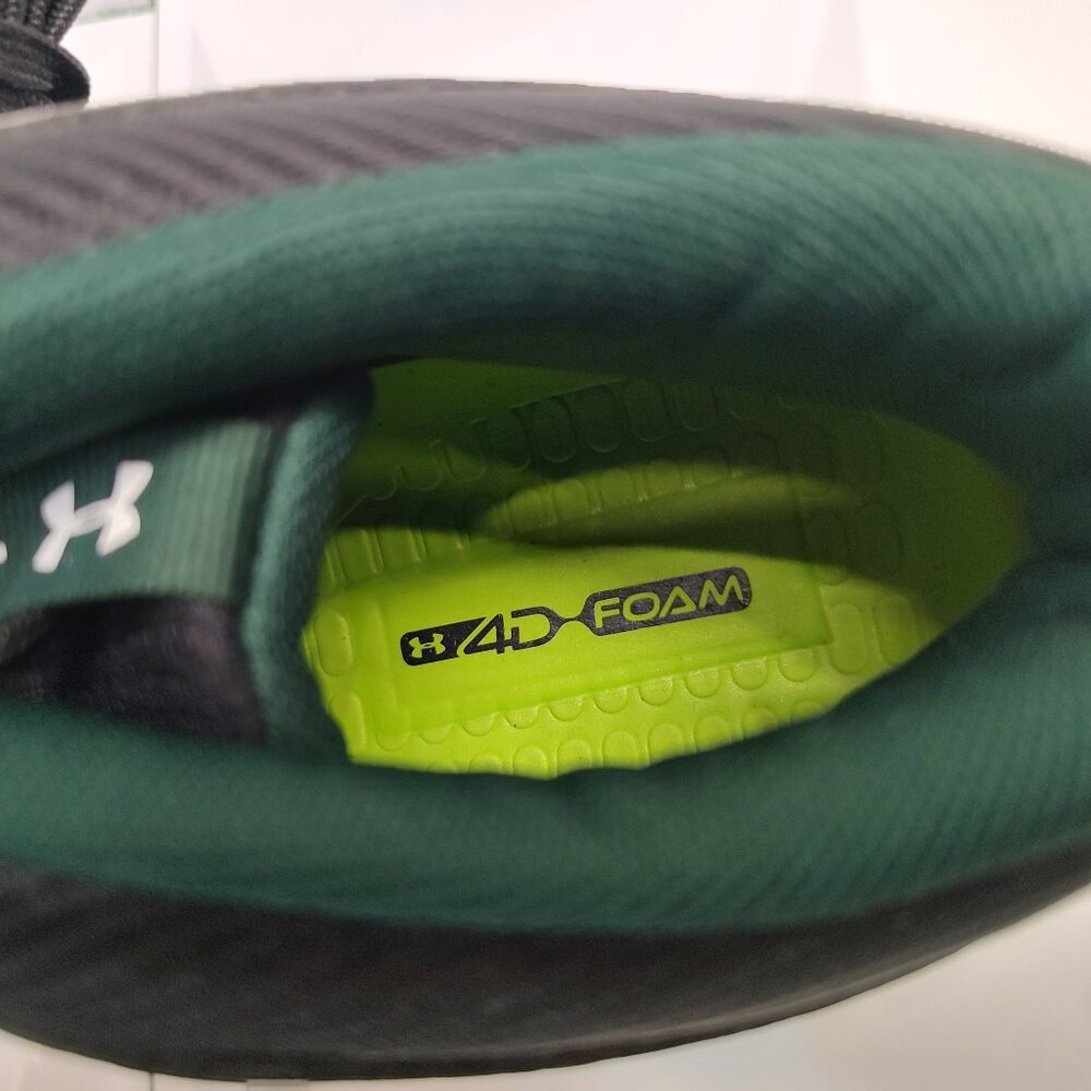 Under Armour Mens Football Cleat 16 Black Green Shoe Lacrosse Nitro Mid MC - Picture 5 of 10